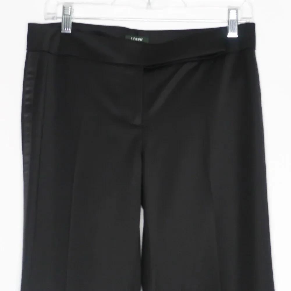 J.Crew‎ Womens Favorite Fit Pants Size 4 Black Virgin Wool Striped Career 71914